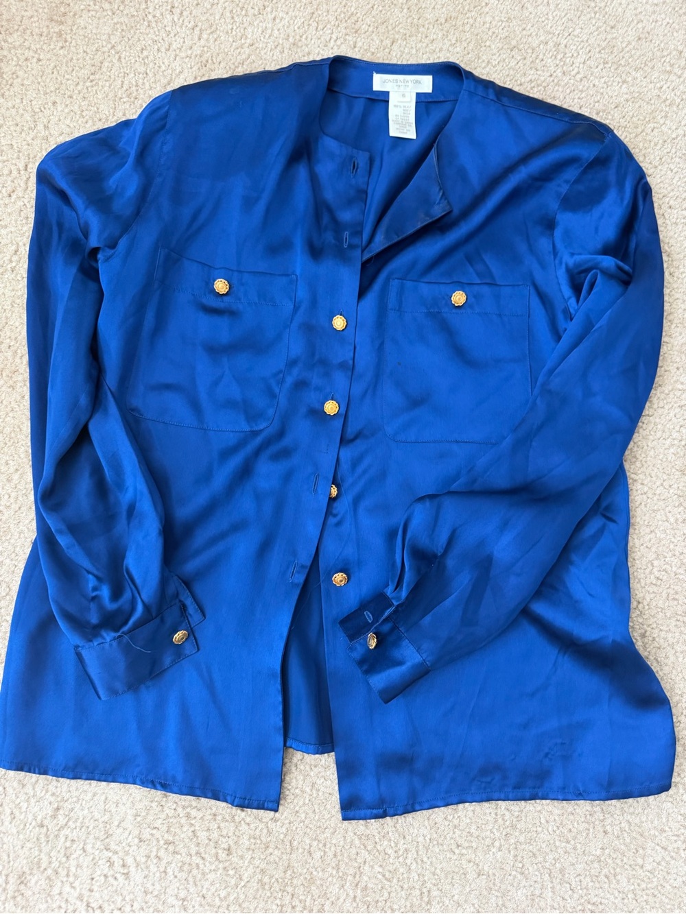 Jones New York Royal Blue Silk Blouse